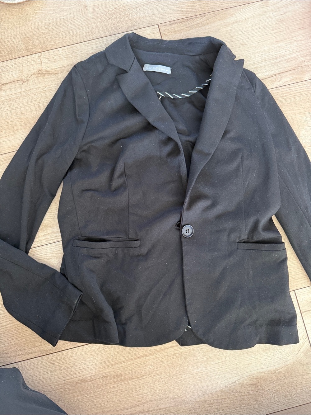 Olivia Moon Black Ponte Single-Button Women's Blazer